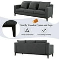 thumbnail image 6 of 80.5" Linen Fabric Sofa Couch for Living Room,3-Seat Contemporary Upholstered Track Arm Sofa Couch with Wood Legs and Throw Pillow,Apartment,Office,Charcoal, 6 of 8