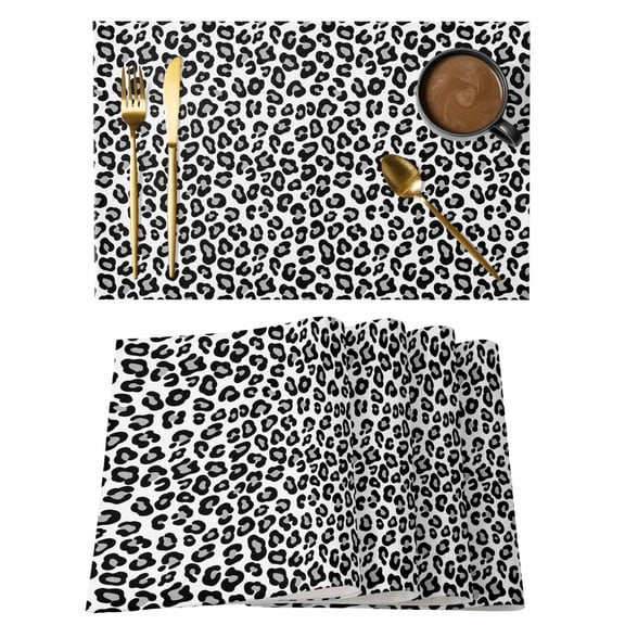 Black Abstract Art Placemats Set of 12, Elegant Modern Art Luxury Placemats for Dining Table, Place Mats for Kitchen Tabletop, Waterproof Wipeable Dining Table Mats Set