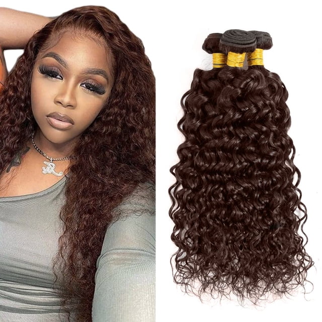 Hair Bundles Gveoxvo Chocolate Brown Water Wave, 14, 16, 18 pulgadas