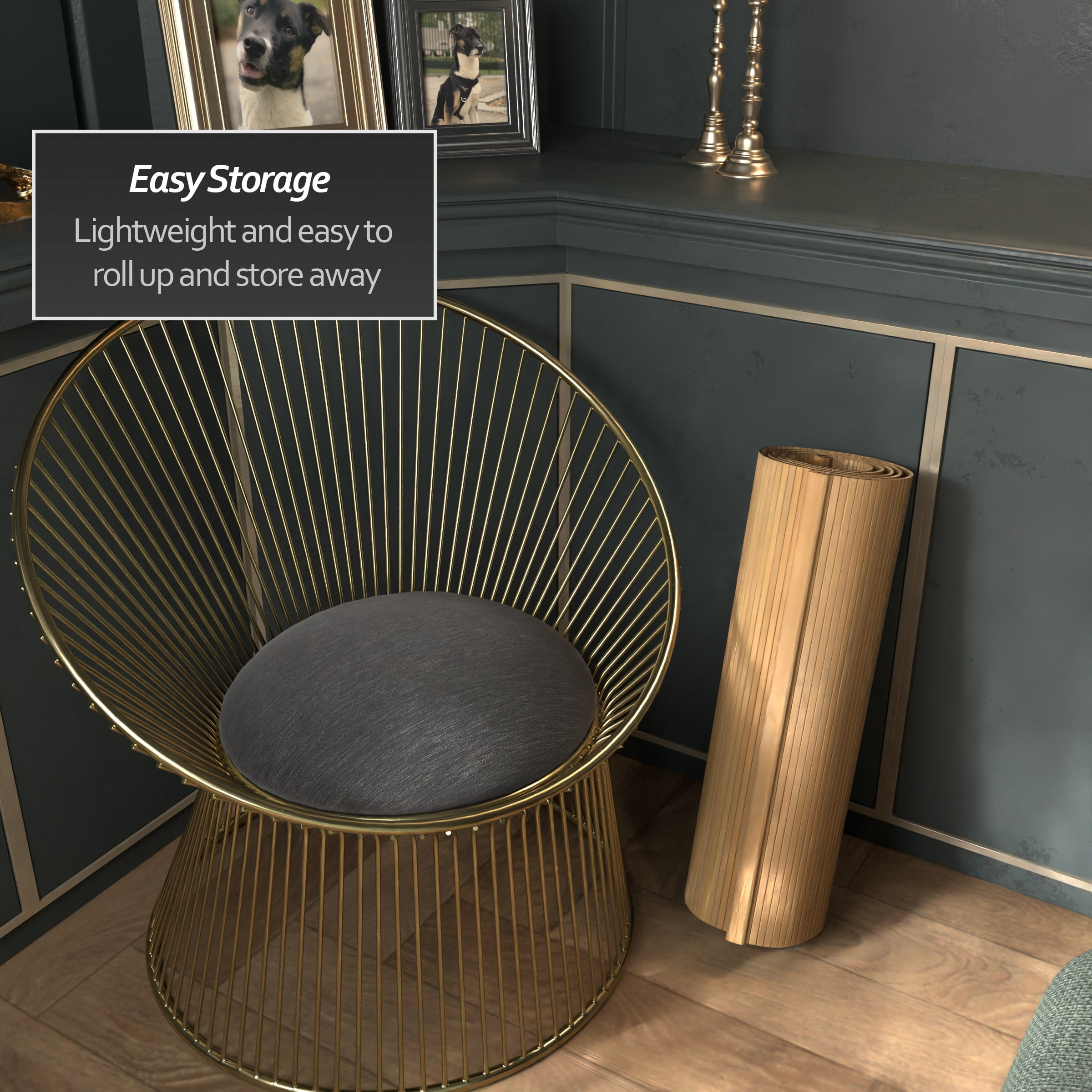 2 ft. Bamboo Wave Screen Honey Room Divider - Tabletop/Desktop