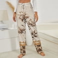 thumbnail image 3 of Elegant Floral Beige Textile Design Winter Female Pants Flannel High Waist Women Pants Lady Warm Straight Leg Plush Trousers, 3 of 7