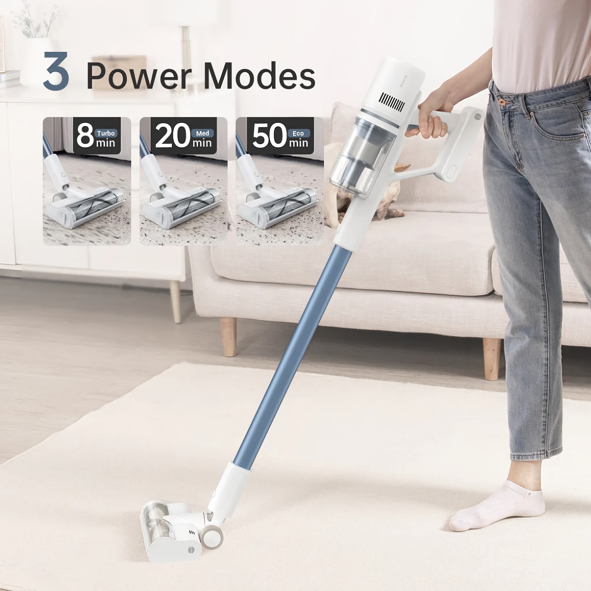 Cordless Vacuum Cleaner, 350W Lightweight Stick Vacuum with 20Kpa Powerful Suction, LED Display for Home, Hard Floor, Pet Hair