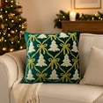 thumbnail image 5 of Deeceymbur Velvet Bow Pillowcase Christmas Decoration Green Blue Holiday Decor Festive Accent Pillow Cover, 5 of 6