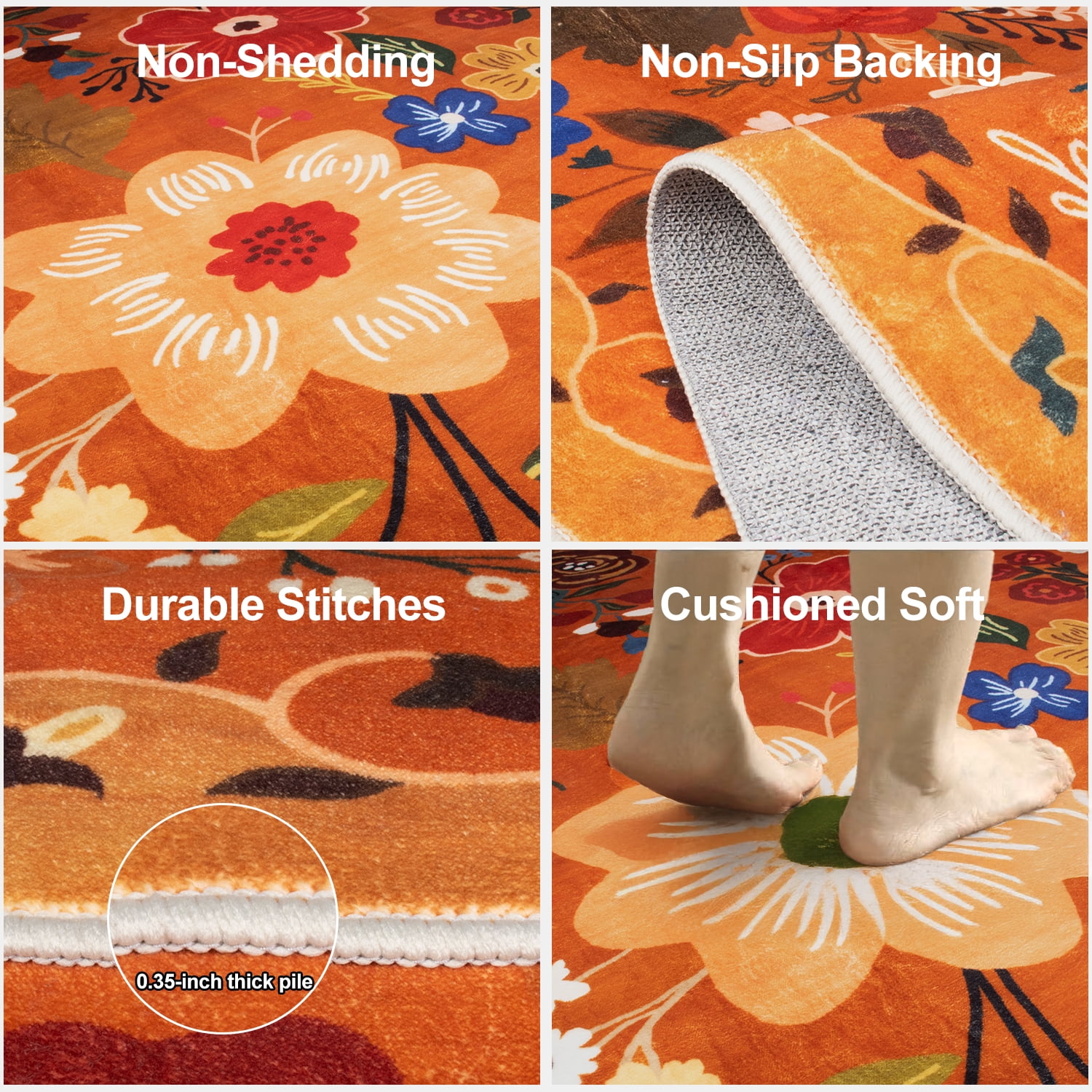 Sanmadrola Area Rugs for Living Room Rug 6x9 Machine Washable Non Slip Floral Vintage Low Pile Large Rugs for Living Room, Bedroom, Farmhouse, Dining Room,Kitchen Entryway Bathroom Office