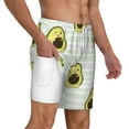 thumbnail image 3 of Picia Avocado of a Hear pattern Mens Swim Trunks with Compression Liner Stretch Beach Shorts Quick Dry with Zipper Pockets No-Chafing Board Shorts-Medium, 3 of 9