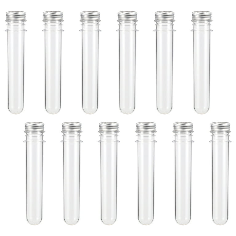 60Pack Plastic Test Tubes with Caps, 45ml Clear Bath Salt Tubes Gumball Candy Tubes, Tube Container Vials for Scientific Experiments, Party Favors