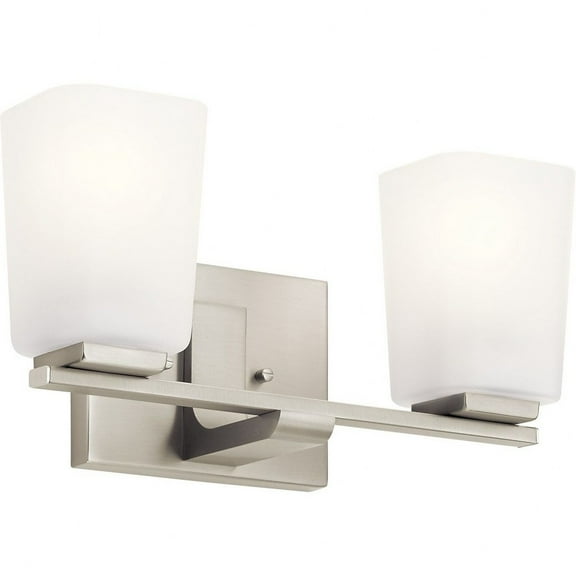 2 Light Vanity Light Approved for Damp Locations with Transitional Inspirations 7.25 inches Tall By 14 inches Wide-Brushed Nickel Finish Bailey Street