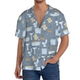 thumbnail image 1 of Balery Blue Bathroom Camisa Casual de Manga Corta con Botones para Hombre, Texturizada, Estilo Cubano, para Playa, Verano-Large, 1 of 5