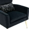 thumbnail image 3 of Velvet Accent Chair, Tufted Upholstered Sofa Chair with Arms and High Back, Modern Armchair with Gold Legs and Embroidered Pillow Leisure Chaise Lounge Chair for Living Room Bedroom, Black, 3 of 7