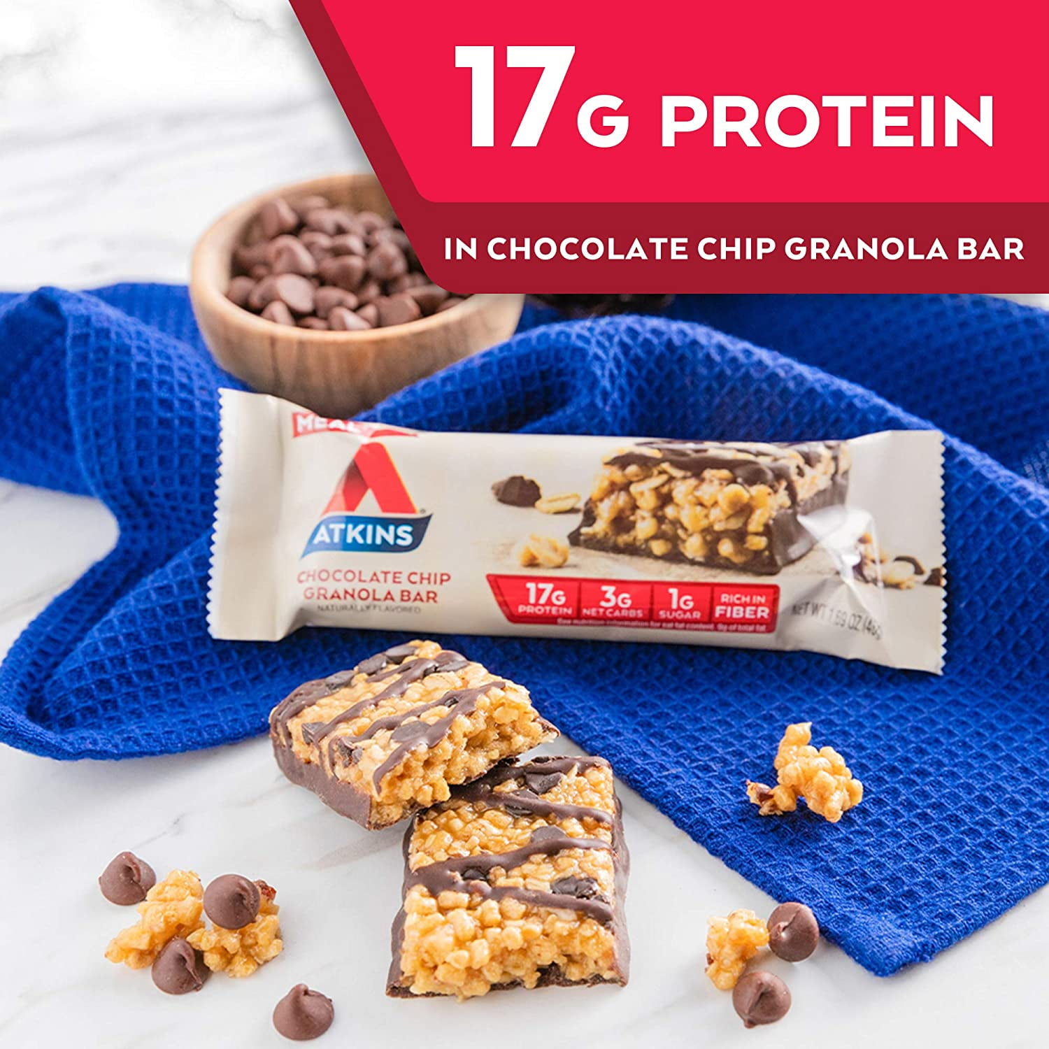 Atkins Meal Bar Value Pack Chocolate Chip Granola -- 8 Bars