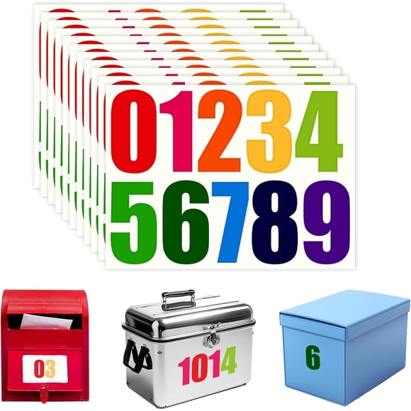 10 Sheets/100PCS Mailbox Numbers, 4 Inch Reflective Mailbox Numbers Stickers, Waterproof Self Adhesive Numbers Vinyl Stick on Number Stickers for Indoor Outdoor Address Sign Numbers(Color) color