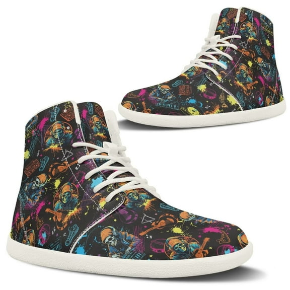Psesaysky Lace up Leather Barefoot Shoes High-Top Fashionable Minimalist Shoes with Skeletons for Women Size 6-13.5