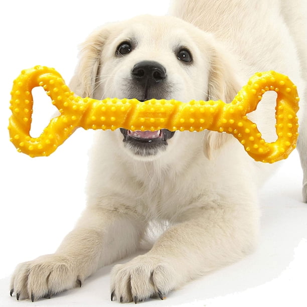 Juguete indestructible para perros, duradero, para la dentición de cachorros, hueso masticable seguro y duradero para perros grandes, juguetes interactivos para perros (amarillo)