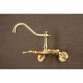 thumbnail image 2 of Kingston Brass KS3227BL Vintage 6" Adjustable Center Wall Mount Kitchen Faucet, Brushed Brass, 2 of 5