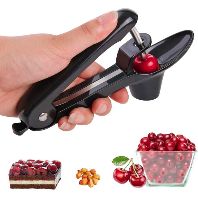 Torubia Cherry Pitter Tool, Portable Olive and Cherry Pitter Remover, Multi-Function Fruit Corer and Pitter Remover, Suitable for Home Kitchen, Cherry, Jujube and Red Date(Black)