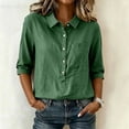 thumbnail image 2 of Dagugfen Cotton Linen Shirts for Women 3/4 Sleeve Button down Collared Neck Lightweight Shirts Business Casual Workwear Tops, 2 of 7