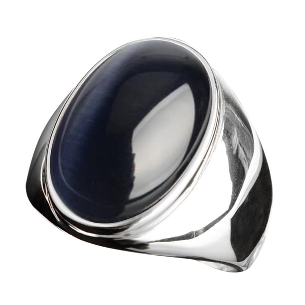 Anillo de acero inoxidable con piedra artificial ojo de gato Anillo de acero titanio