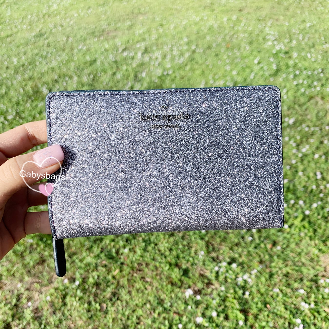 Kate Spade Joeley Glitter Medium Bifold Wallet Dusk Navy