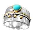 thumbnail image 2 of FENGGHAO Mother’s Day Gift Silver Turquoise Diamond Ring for Women, Natural Gemstone Fashion Jewelry, High Quality Metal, Sizes 6-11, 2 of 2