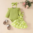thumbnail image 2 of CAUYDY 0 3 6 9 Months 1T 2T Baby Girl Cute Clothing Set Infant Girls Long Sleeve Bodysuit Newborn Fall Winter Romper Preemie Outfit Sizes 6-9 Months,Green, 2 of 7