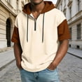 thumbnail image 2 of LIIPEE Summer Short Sleeve Tees For Men Color Block Hooded Half Zip Athletic T Shirts Male Comfortable Breathable Versatile Tshirt,XXXXL, 2 of 4