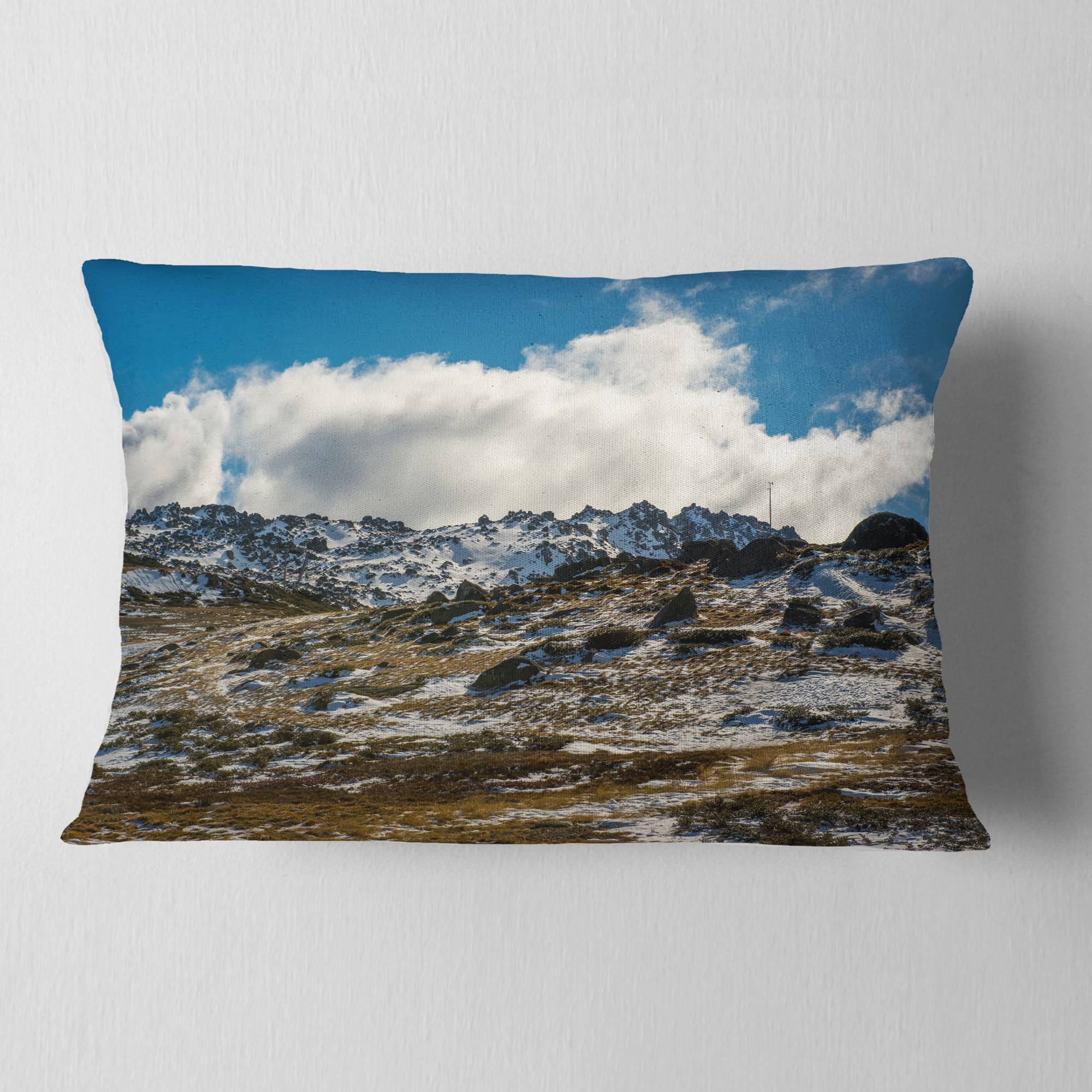 Designart 12" x 20" Blue Polyester Throw Pillow