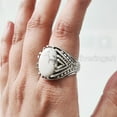 thumbnail image 6 of Howlite Mans Ring, Natural Howlite Ring, White Turquoise, Silver Jewelry, 925 Silver Ring, Birthday Gift, Heavy Mens Ring, Arabic Design, Ottoman Style Ring, Christmas, Turkey Mens Signet Ring, 6 of 7