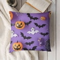 thumbnail image 3 of Kawaii Ghost Pillow Cover for Couch Sofa Bed Happy Halloween Pillow Cover Cartoon Pumpkin Bat Spider Pillowcase Soft Cushion Case Purple Outdoor Pillow Cover, 3 of 5