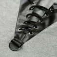thumbnail image 4 of Fankiway Men Winter Drawstring Vintage Leather Patchwork Long Sleeve Hooded tops Blouses, 4 of 5