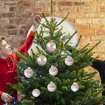 6 Pack Champagne Silk Thread Velvet Christmas Balls 2.36in Shatterproof Decorative Ornaments with Glitter and Sequin Design Hanging Baubles for Christmas Tree Holiday Party Home Decor