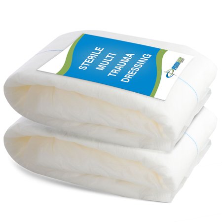 Primacare WT-7705WM First Aid Sterile Multi Trauma Dressing for Stopping Heavy Bleeding in Large Open Wounds, Treating Lacerations and Piercing Injuries, 30" x 12"