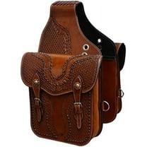 Horse Saddle Bag Cowhide Genuine Leather Western Equestrian Trail Simple Horse Saddle Bag Pack Equipment Horse Saddle Bags Size: 10” L x 10” W x 3 ½” D