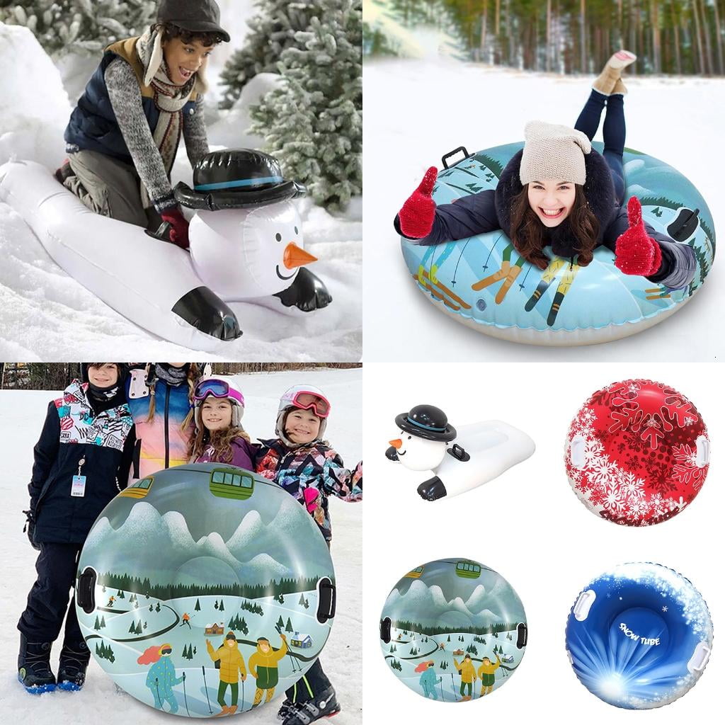 Thickened Snow Sled Inflatable Snow Tube Sled with Handles Winter Snow Sledding Toy for Boys Girls Family Activity