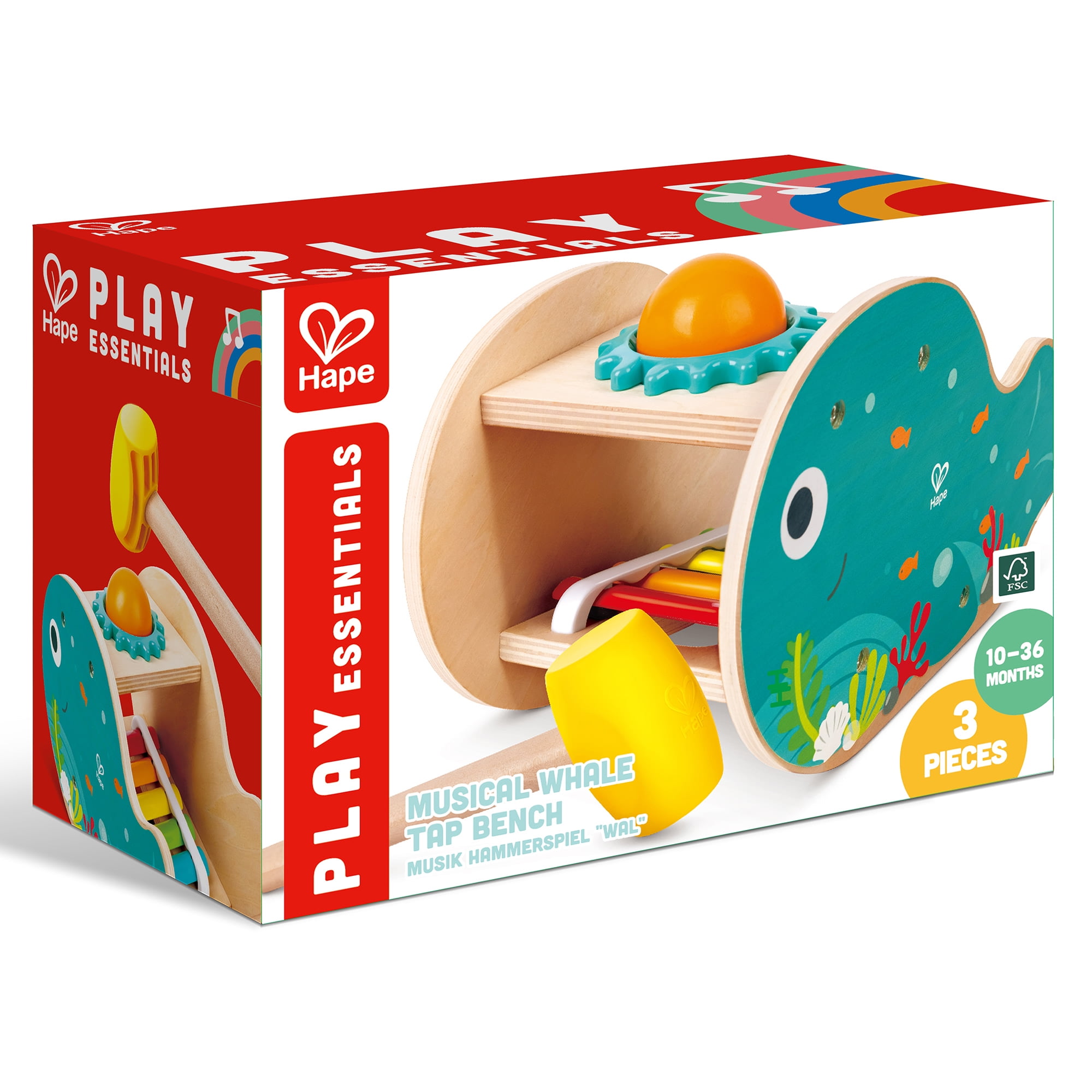 Hape Musical Whale Tap Bench, Pound & Play Wooden Sound Toy