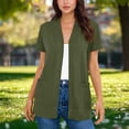 thumbnail image 5 of BiZtdJrK Womens Summer Open Front Cardigans Short Sleeve Solid Color Casual Sweater Cardigan Comfy Breathable Outerwear with Pockets Army Green S, 5 of 6
