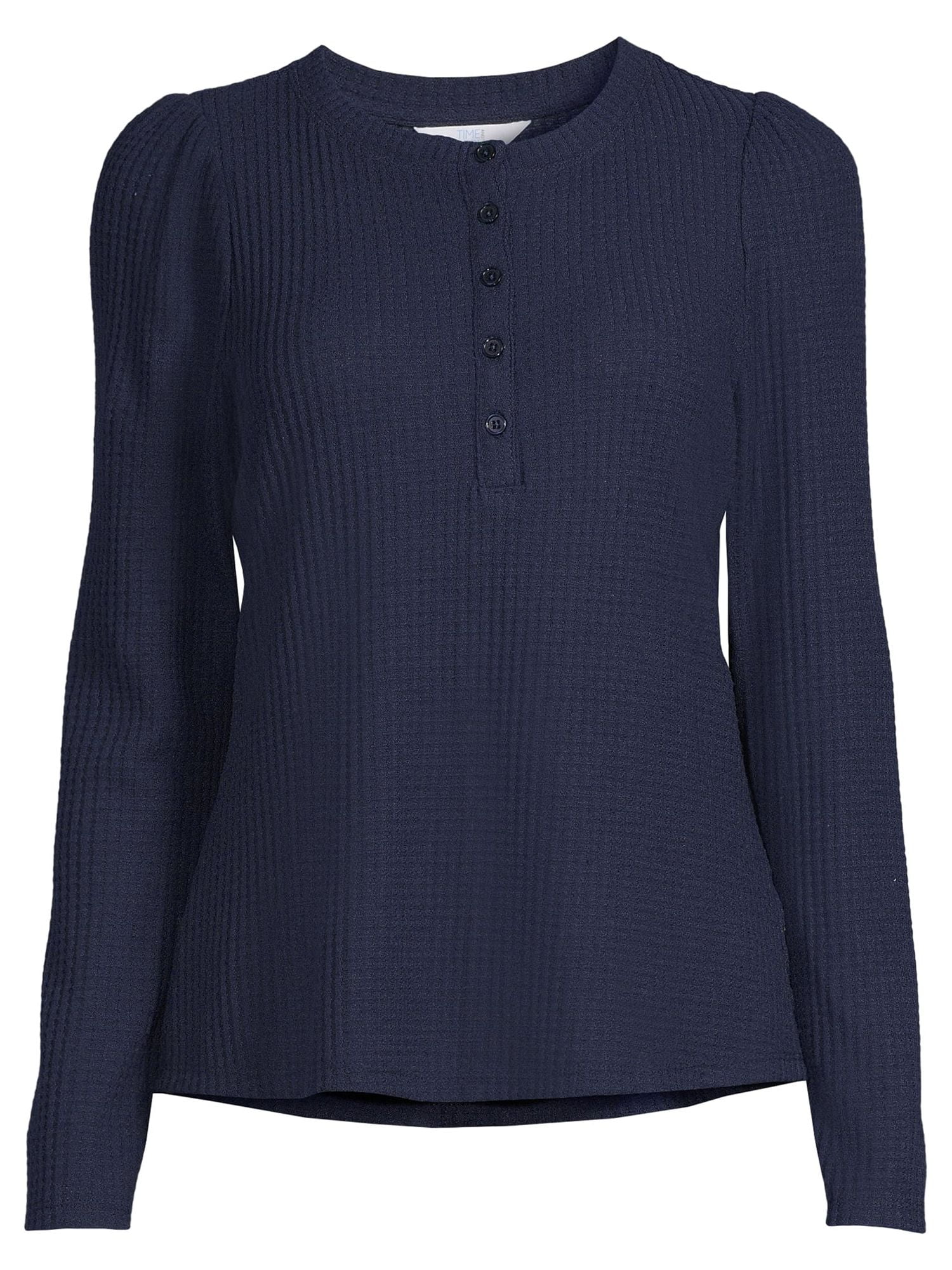 Time And Tru Women's Waffle Henley Top