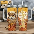 thumbnail image 2 of Personalized Gift For Owl Lovers - Custom Name Tumbler 40oz With Handle And Straw, Stainless Steel Travel Coffee Cup With Lid - Cute Animal Lover Gift For Women, Girls On Birthday Christmas, 2 of 5