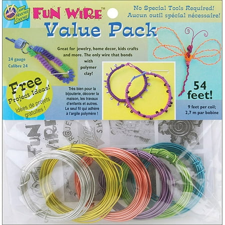 Plastic Coated Fun Wire Value Pack 9 Foot Coils, 24 Gauge Translucent , 6 per