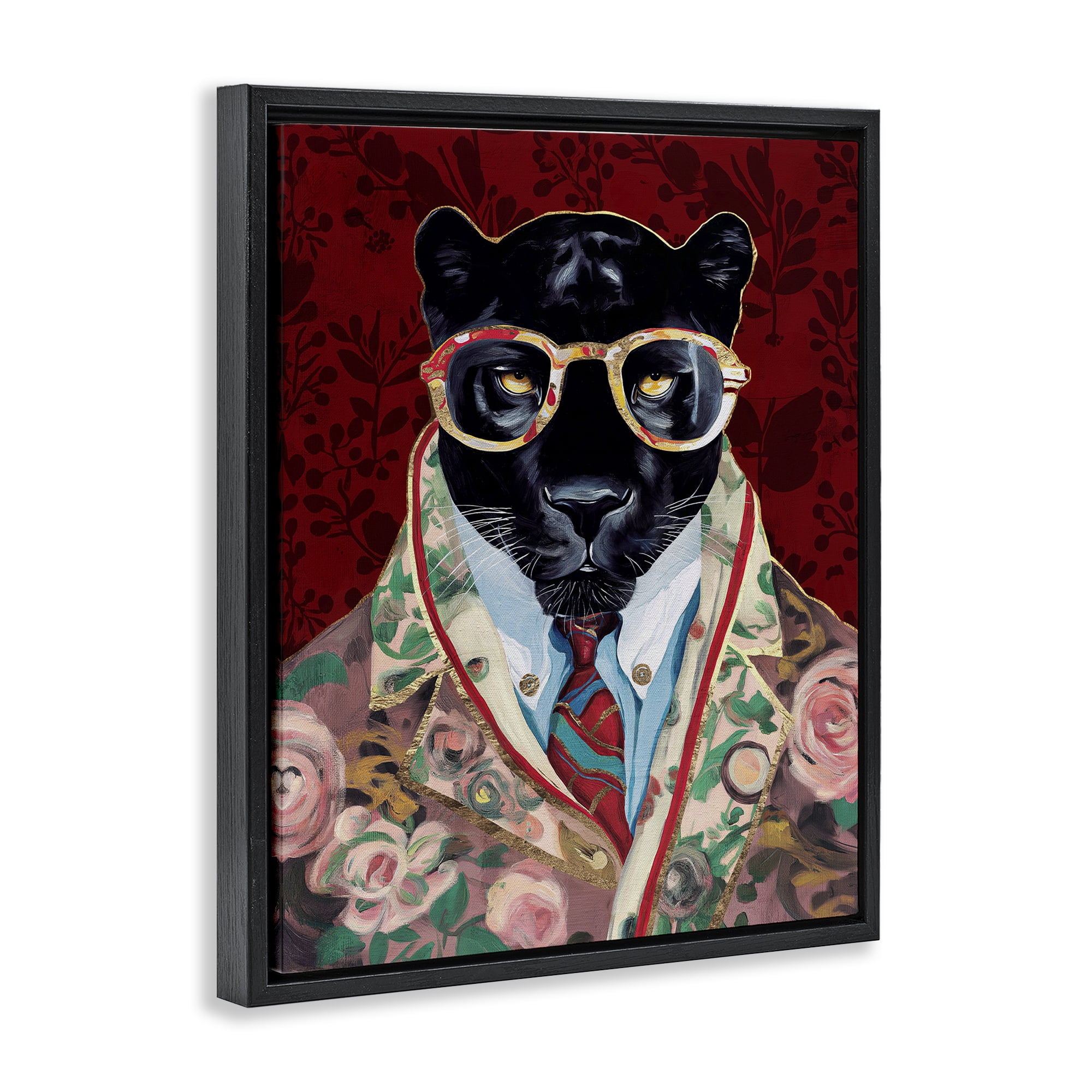 Stupell Industries Fashionable Scarlet Panther Black Framed Floater Canvas Wall Art, design by Svetlana Aleynikova