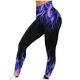 thumbnail image 4 of Save for Summer AXXD Purple Workout Leggings Women Flame Printed Leggings Fitness Running Tight Yoga Pants, 4 of 7
