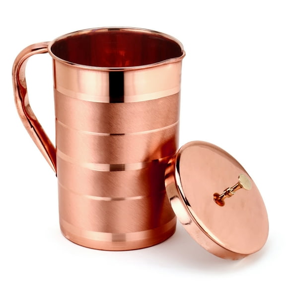 Zap Impex Pure Copper Luxury Jug Pitcher Decanter Beverage Capacity 1.6 Liters Color: Brown