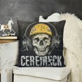 thumbnail image 2 of Emergency Skull Yellow Thin Gold Line Police Dispatcher Throw Pillow, 2 of 5