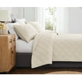 thumbnail image 6 of Brooklyn Loom Diamond Stiched Prewashed 100% Cotton Natural 3-Piece King Quilt Set, Solid Casual themed, Adult Bedding, OEKO-TEX Certified, 6 of 10