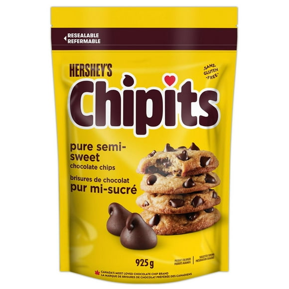 HERSHEY'S CHIPITS Pure Semi-Sweet Chocolate Chips, 925g