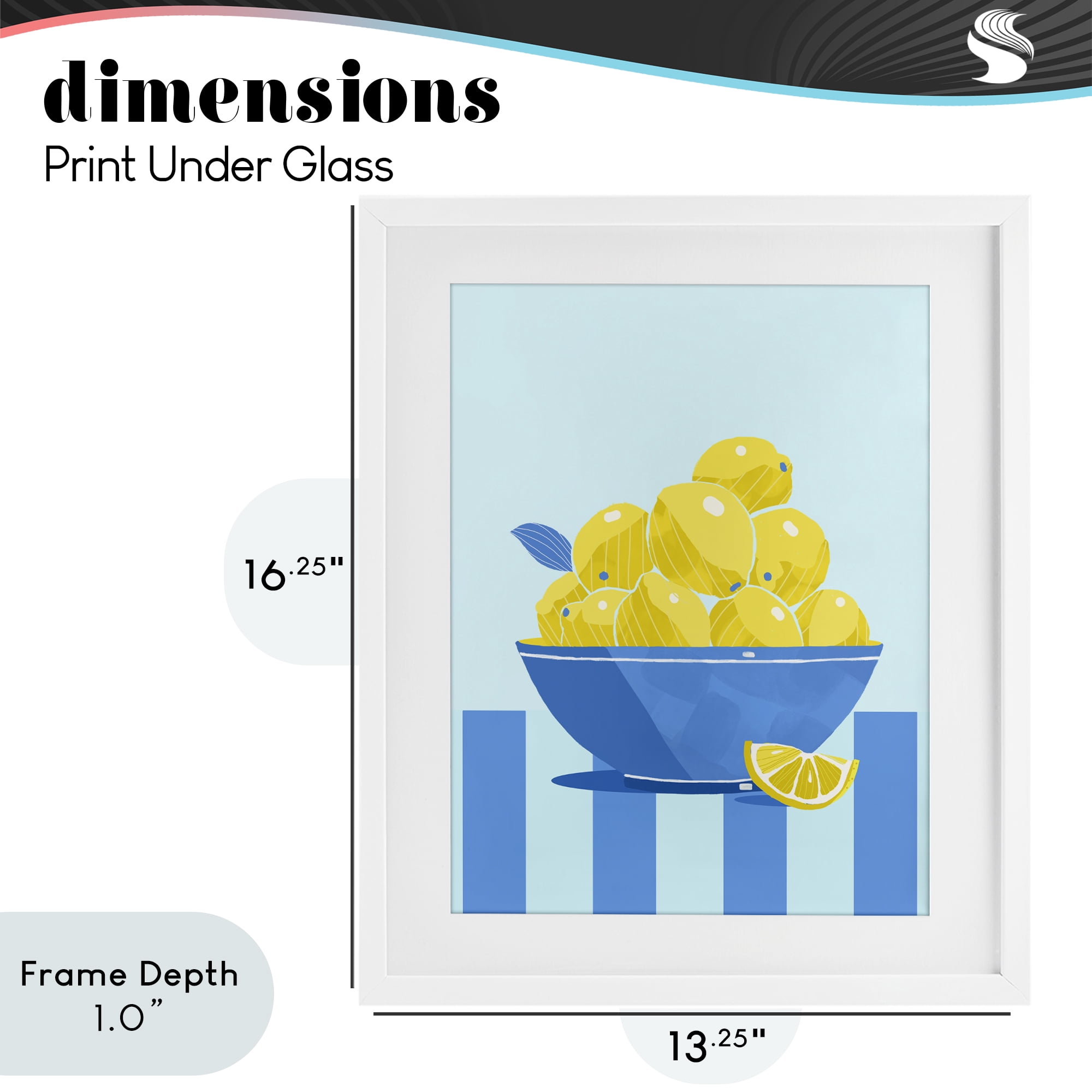 Stupell Industries Yellow Lemon Bowl Striped White Framed Print Under Glass, design by Lucca Sheppard