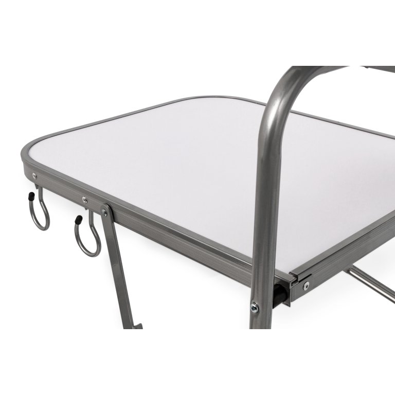 Camco 57293 Deluxe Folding Grill Table - Features Quick and Easy Set-Up - Includes Carrying Case, Silver