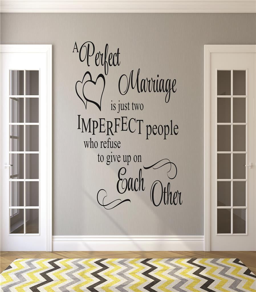 Large Wall Art Sticker Quote A Perfect Marriage Imperfect People Transfer Decal 