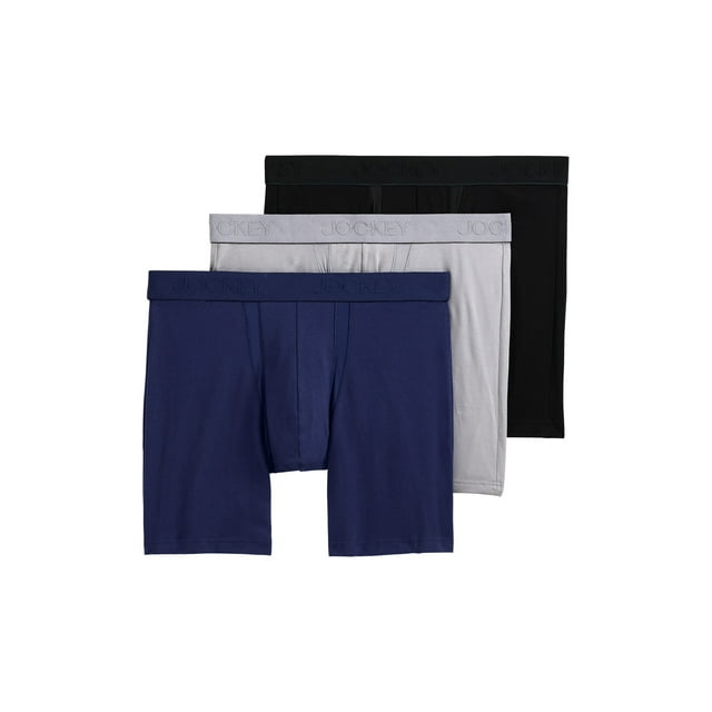 Jockey Men's Chafe Proof Pouch Cotton Stretch 6" Boxer Brief - 3 Pack