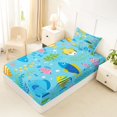 thumbnail image 4 of Castle Fairy Cartoon Bright Tropical Fish Twin Sheets 3pcs,Coral Starfish Light Blue Background Bedding,Yellow Pink,1 Fitted Sheet,1 Flat Sheet and 1 Pillowcase, 4 of 6