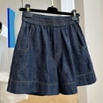 thumbnail image 5 of Yubnlvae Women's Stretch Denim Shorts - Summer Elastic Waist Casual Jean Shorts, Comfortable Mid-Rise Bermuda Length Bottoms (Blue | L), 5 of 8